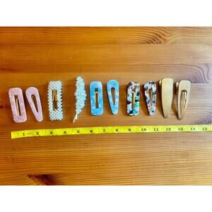 Hair Clips Lot of 10 Pieces Marbled Plastic and Faux Pearls. 2.5-3"